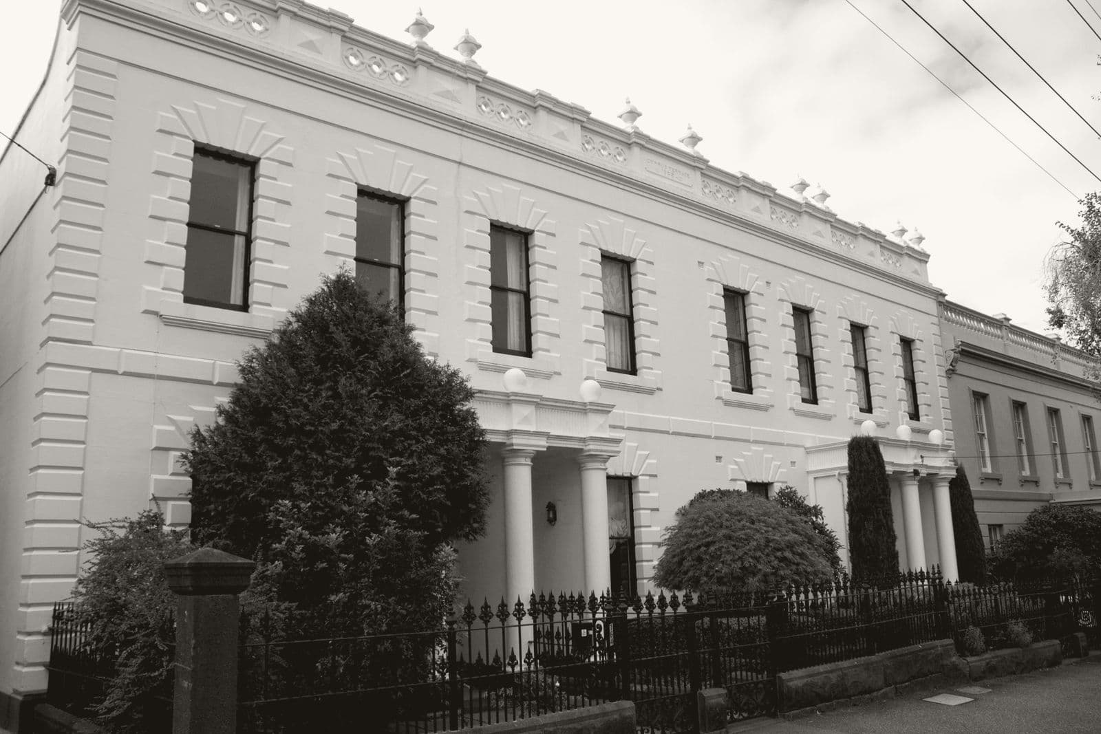 A terrace row in Melbourne, printed in the paper's ink